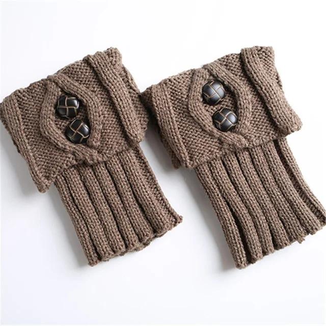 Women Knitted Gaiters Leg Warmers for Autumn/Winter Lolita Sweet Girl Short Boot Cuffs Buttons Crochet  Lady Boot Knee High Boot