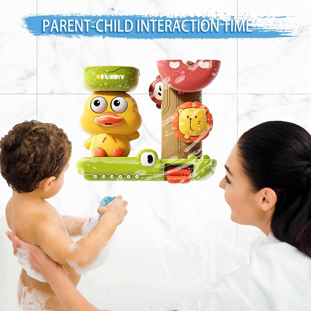 Baby Bath Toys for Toddlers 2-4 Years, Safe Multicolored Water Toys with Suction Cups, Duck and Crocodile Designs