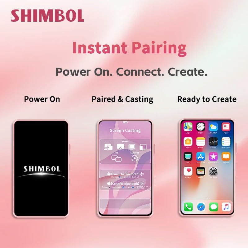 Schermo Monitor Selfie Shimbol P4 per iPhone con Supporto Magnetico per Fotocamera Posteriore, Monitor per Vlog da 4 Pollici Multi-Touch e Android,