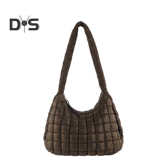 

Женская сумка на плечо, большая вместительная застежка-молния, однотонная стеганая сумка-тоут с мягкой подкладкой, сумка для поездок на работу, дорожная сумка через плечо, сумка на слинге коричневый