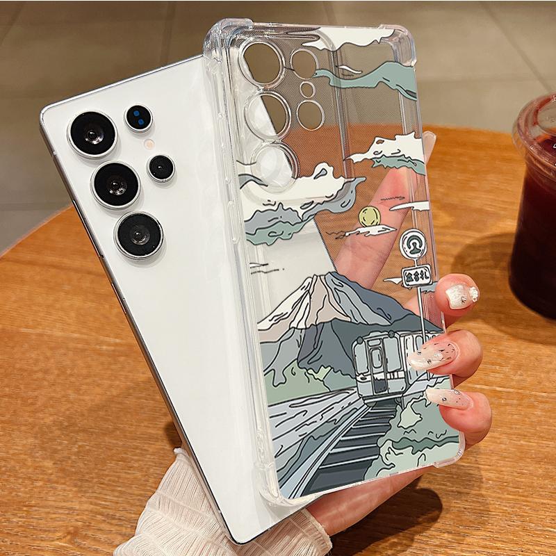 Mountain Train Pattern Phone Case For Samsung Galaxy S26 S25 S24 S23 Ultra S22 Plus S21 S24 S25 FE Clear Shockproof Soft Cover