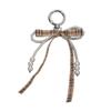 Elegant Coffee Bow-Pearl Heart Keychain Pendant for Handbags
