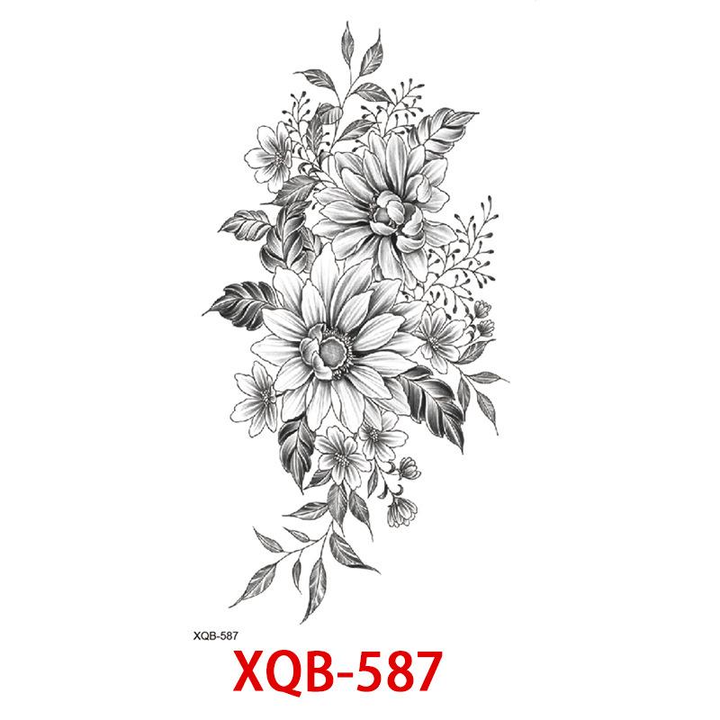 Small Full Arm Tattoo Sticker, Flower Letters, Plain Flower Tattoo Sticker Tattoo