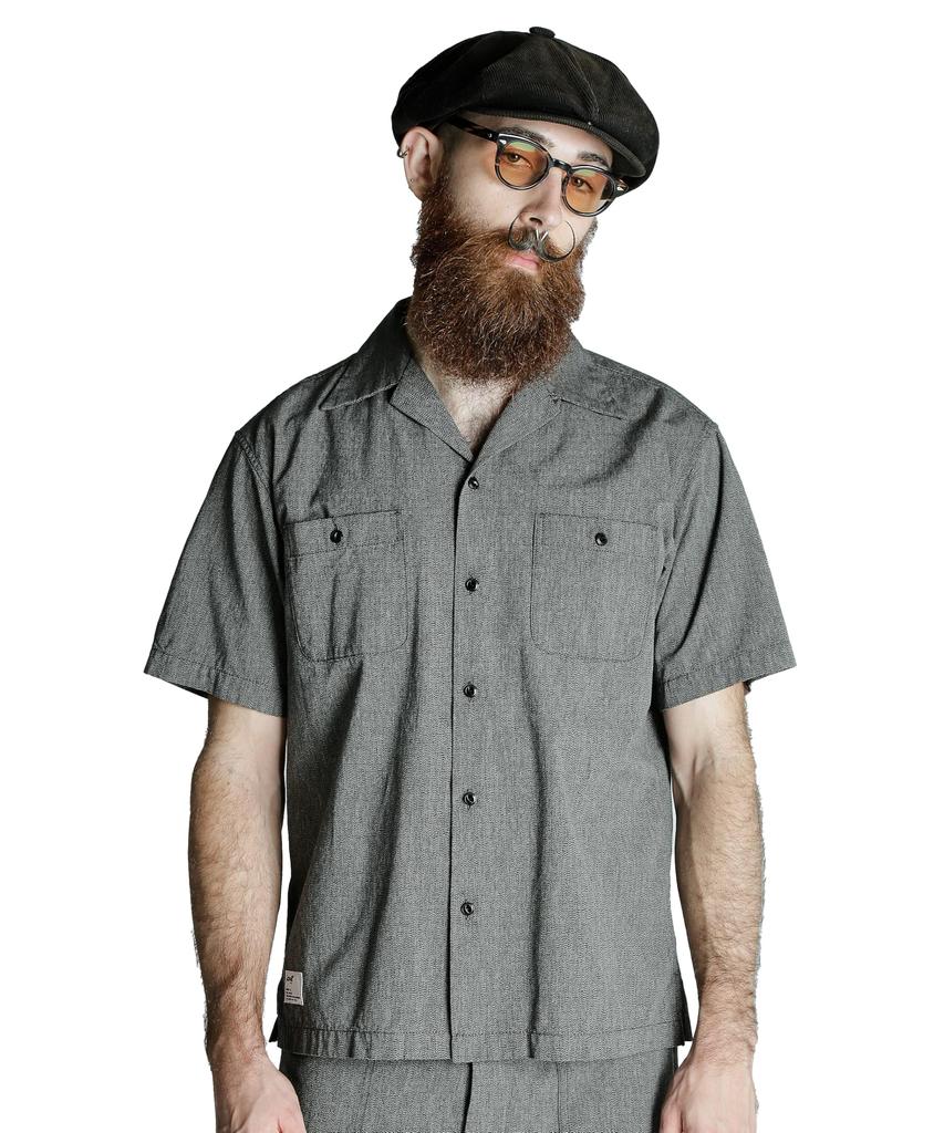 Schott Cotton Covert Short Sleeve Size Shirt, Men's, L, 010, Black, 782-5123011