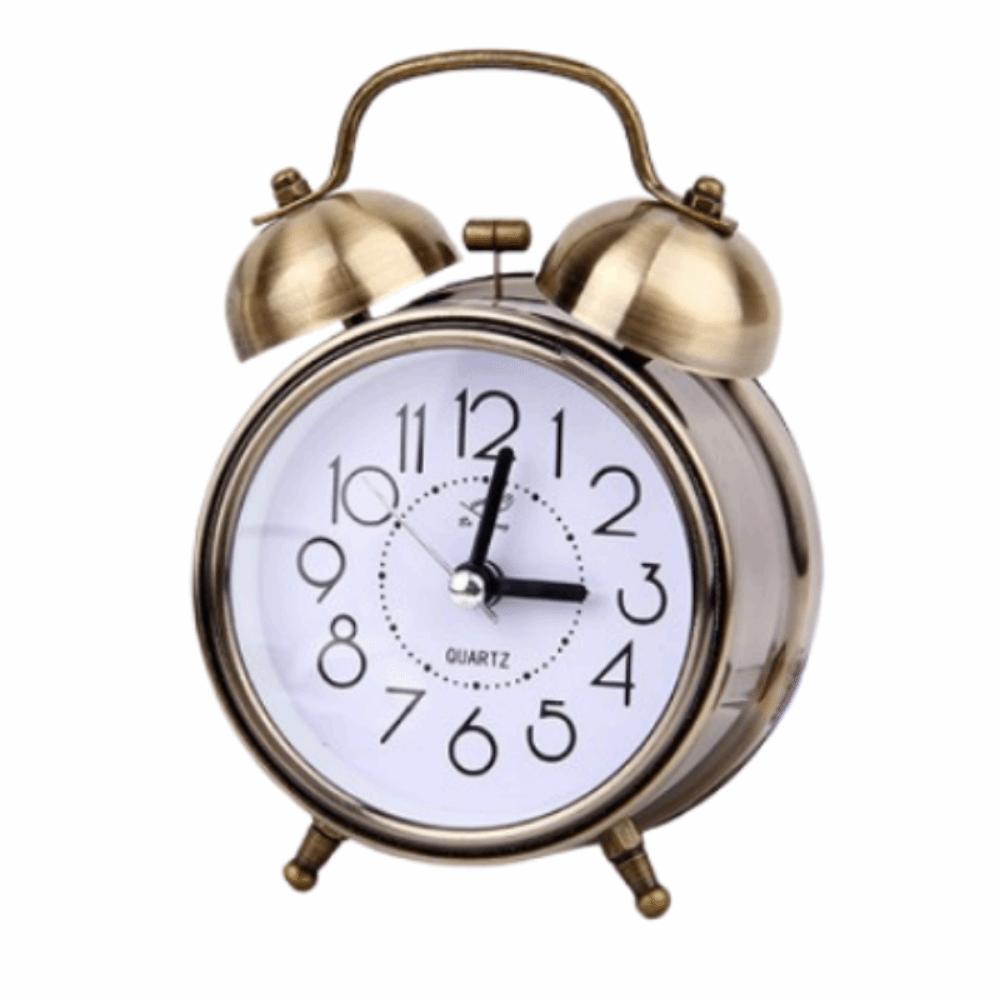 Creative Classical Alarm Clock Super Loud Mute Type Bell Alarm Clock Double Bell Metal Frame Silent Table Clock Home Decor2