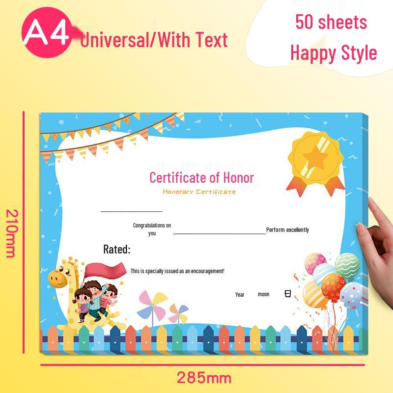 Certificate of Merit 4: Creative Blank Cartoon Award for Students - Primary, Secondary, Kindergarten