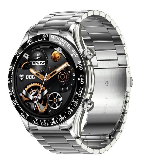 Montre Connectée Homme 1,32'' Écran HD avec Cardiofréquencemètre Moniteur de Sommeil Montre Sport pour Android iOS Homme gris
