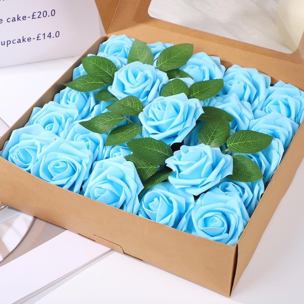 8cm Foam Rose Artificial Flower with Stem for Weddings and Valentine's Day