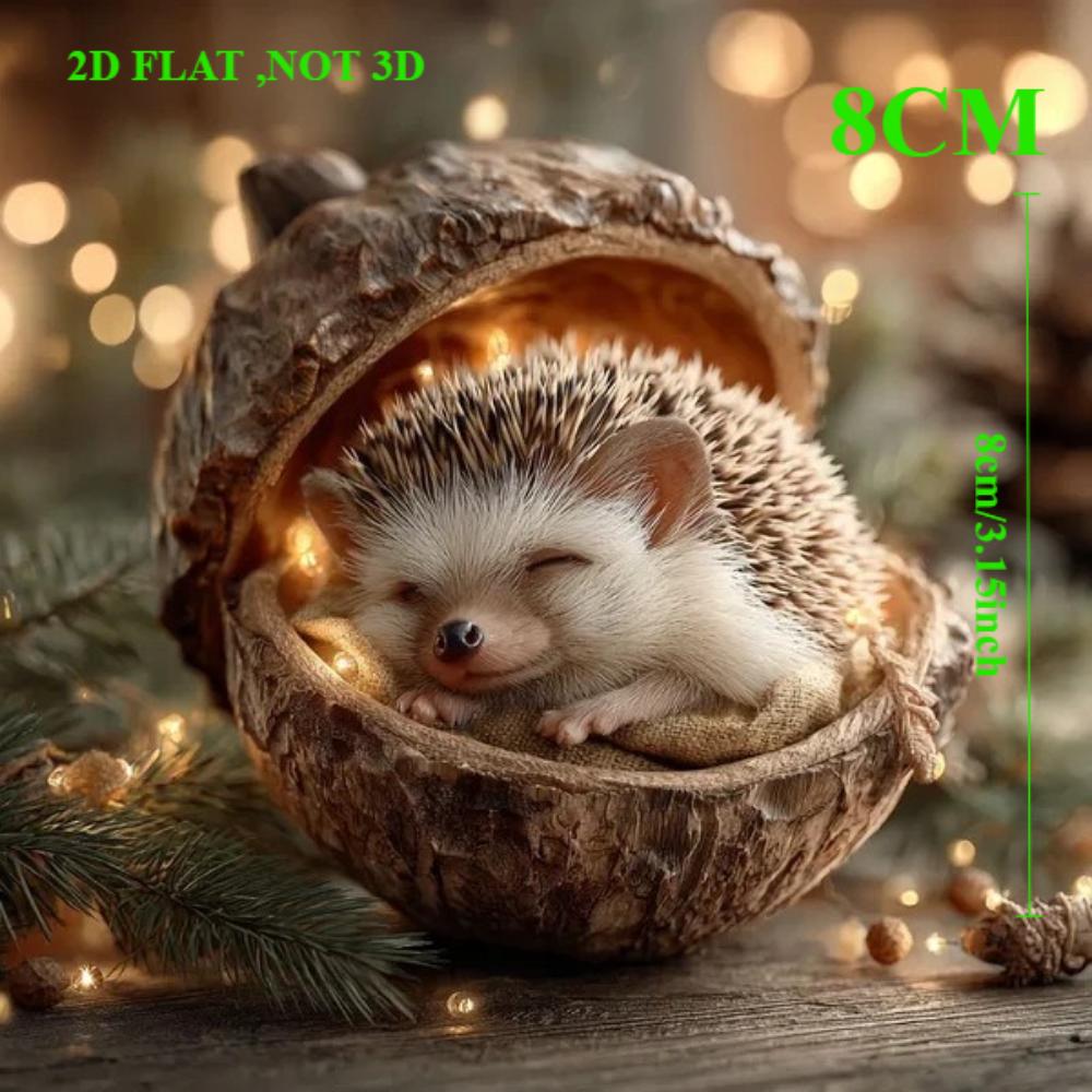 New Chestnut Squirrel Hedgehog Christmas Ornament Christmas Tree Pendant 2D Flat Print Acrylic Pendant