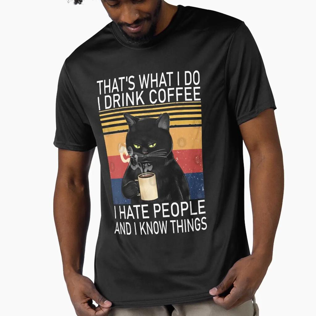 That's What I Do Drink Coffee Hate People And Know Things Cat Lover Designed Sold by Roosoth Vintage Washed Graphic Unisex