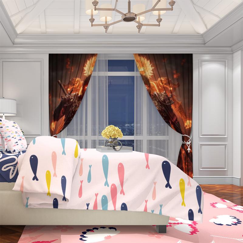 2 pieces - Monkey - Printed curtain 100% polyester material, suitable for home decoration (excluding light pole)