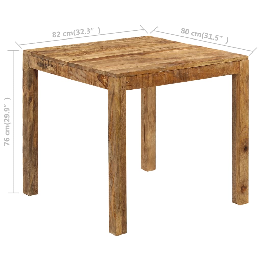 Dining Table Solid Mango Wood 82 X 80 X 76 Cm
