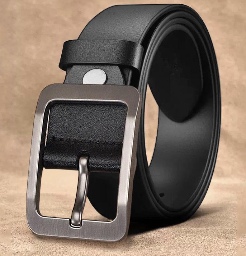 Men's Retro Genuine Leather Belt - Pin Buckle Cowhide Waist Belt for Business and Casual Wear, Suitable for Middle-Aged and Young Men.
