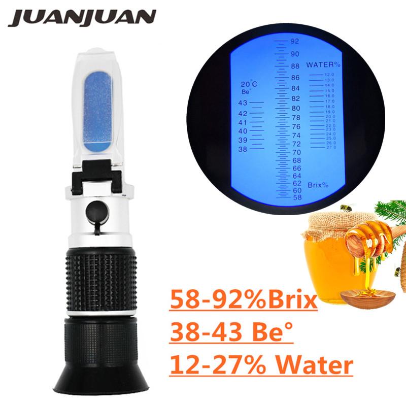 

58-90% Honey Handheld Refractometer Brix Sugar Content Beekeeping ATC Refraction Sweetness Concentration Meter With Box