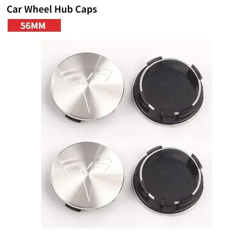 4pcs 56mm for Tesla Car Center Hub Caps Wheel Covers Model 3 Y S X Roadster P75D P85D P90D P100D Badge Exterior Accessorie