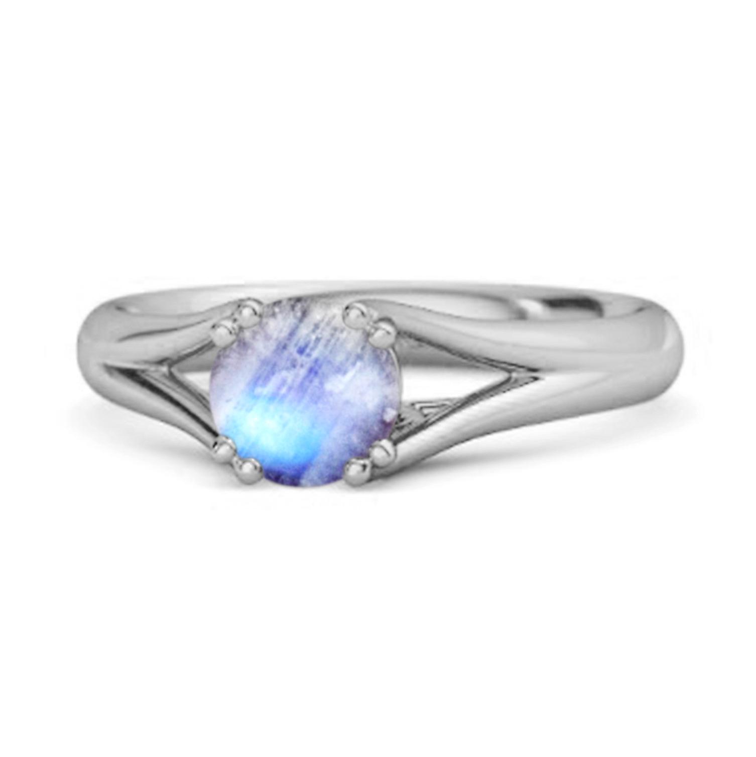

Moonstone Elegant Bypass Solitaire Ring - 925 Sterling Silver 12