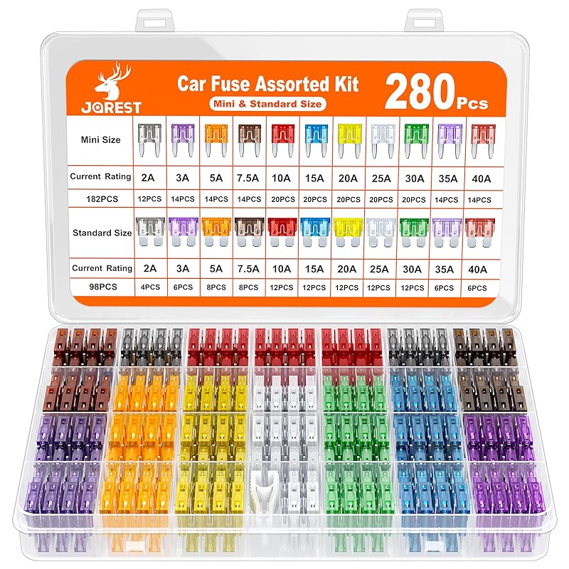 JOREST 300Pcs Car Fuse Assortment Kit, 160 Mini Blade Fuses Automotive + 90 Standard Auto Fuses + 50 Micro + Puller – Replacement for RV Camper