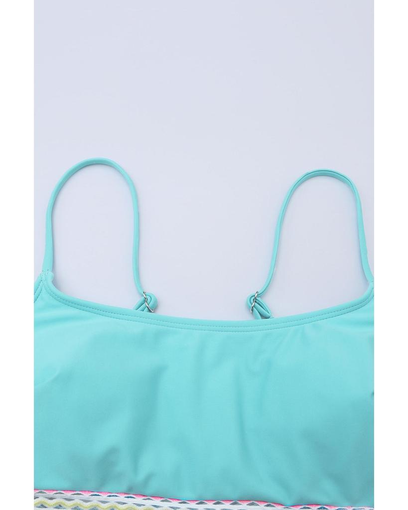 Azura Exchange Patchwork Striped Spaghetti Strap High Waist Bikini Swimsuit