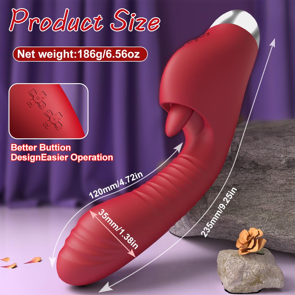 Dildo Vibrator for Women Powerful Licking Flapping G Spot Vibrators Telescopic Vaginal Massager Clit Licking Stimulator Sex Toys