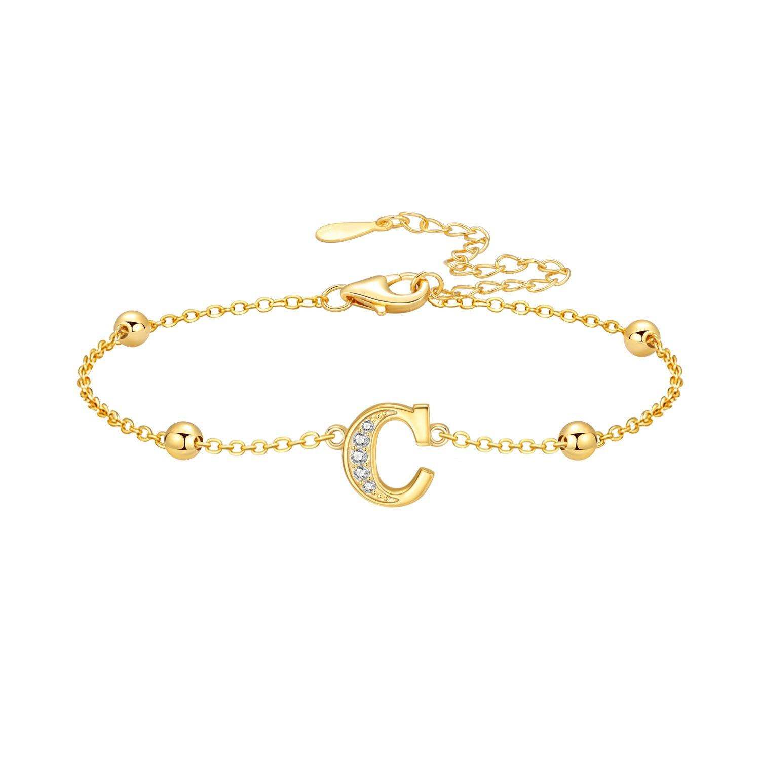 Luxury Gold Tone 26 Letter Bracelet With Sparkling Zircon Stones Fashionable And Exquisite Jewelry For Women