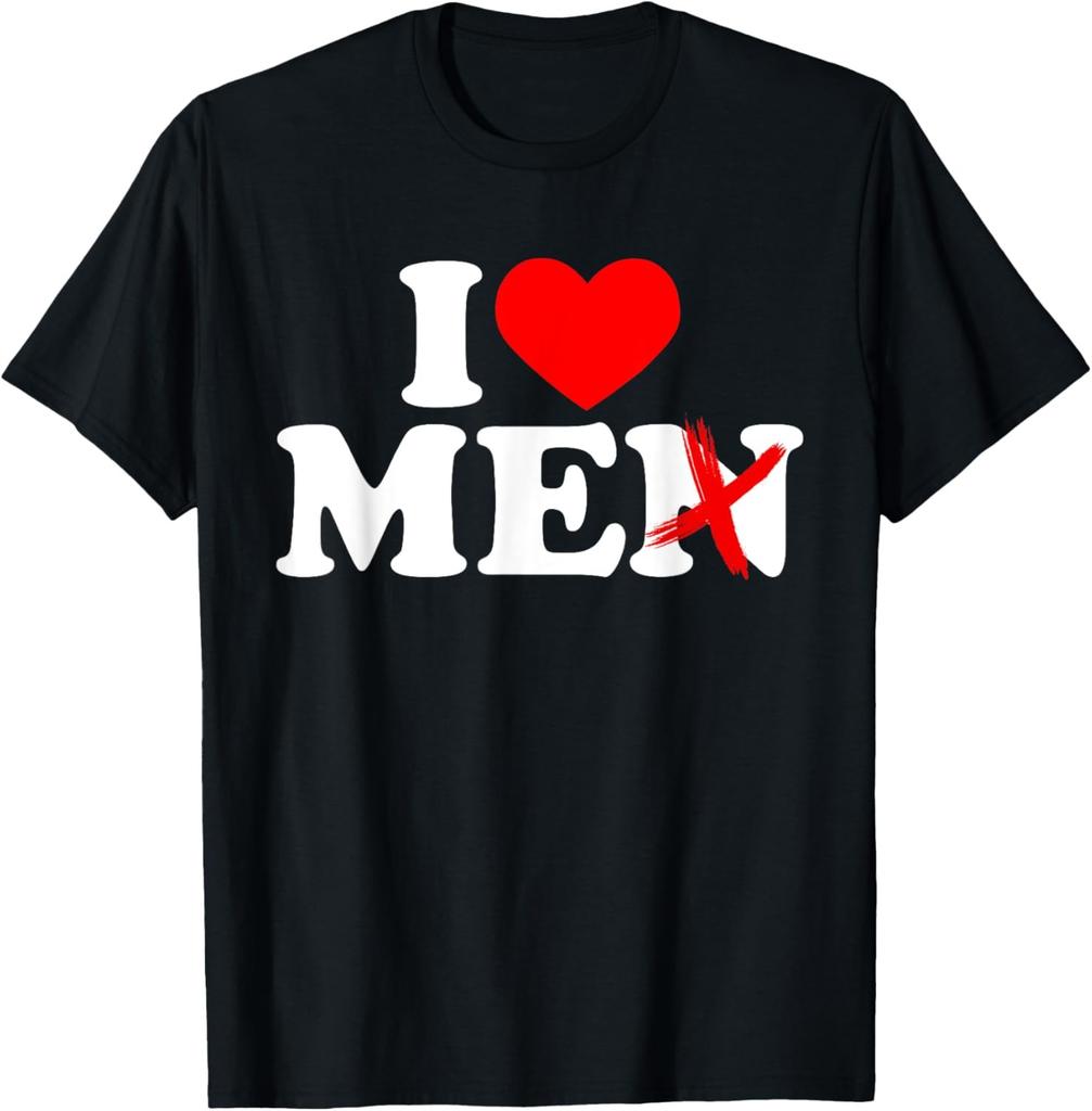 I Love Men Without The N Shirt Heart Men With N Crossed Out T-Shirt