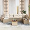Ensemble de canapé de jardin vidaXL 8 pièces avec coussins en rotin poly beige 3356806