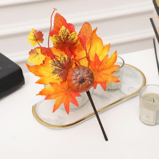 Fake Maple Leaf Long Lasting Easy To Maintain Artificial Pumpkins Maple Leaf for Harvest Thanksgiving Halloween Parties