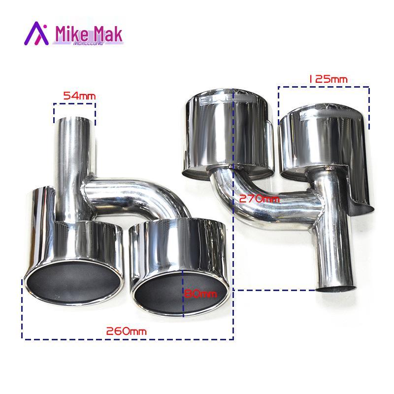 Mercedes C-Class W204 AMG Style Quad Exhaust Tailpipe Muffler Trim - Stainless Steel