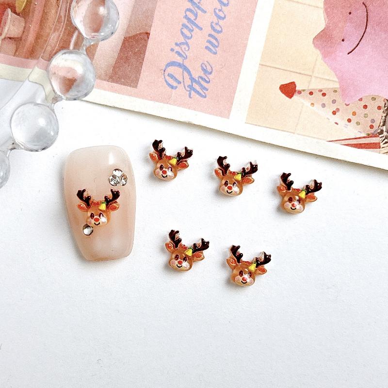 

30Pcs Cartoon Creative Snowflake Gloves Elk Nail Charms Translucent Santa Claus Christmas Series Resin Diy Nail Art Decoration as the picture