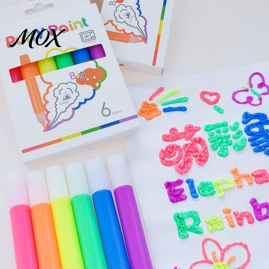 Interactive Hands on Learning Toys 6 Colors Popcorn Pens, 3D Relief Art Pen, Heat Activated, Puffy Fluffy Texture Markers Drawing Pens for DIY
