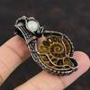 Ammonite Fossil Pendant Copper Wire Wrapped Pendant Moonstone Gemstone Pendant Handmade Copper Wire Wrap Jewelry Designer Pendants For Gift