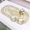 Household Fashion Creative Table Decor Vintage Lace Embroidered Oval Tablecloth Party Tea Table Mats Waterproof PVC Table Cloth