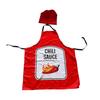Sauce Kitchen Apron with Hat Adjustable Strap Breathable Christmas Halloween Cosplay Party Chili BBQ Teriyaki Sauce Chef Cooking Apron