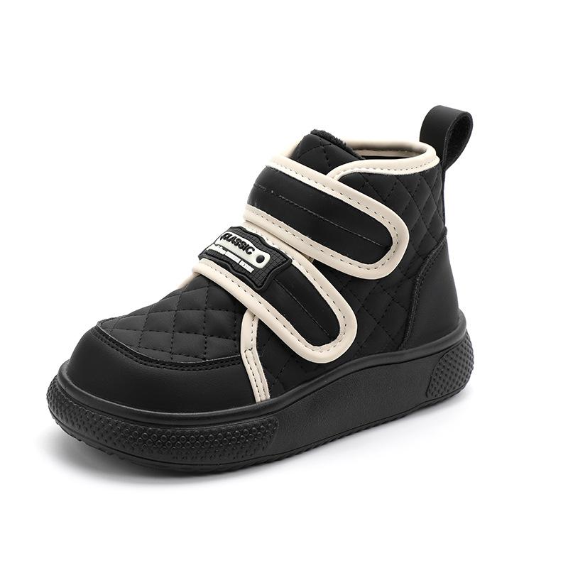 Klassische Mädchen Baumwollstiefel Mode Kinder Plateau Stiefeletten Vielseitig Rutschfest Kinder Lässige Schneestiefel Dicke Sohle Klettverschluss