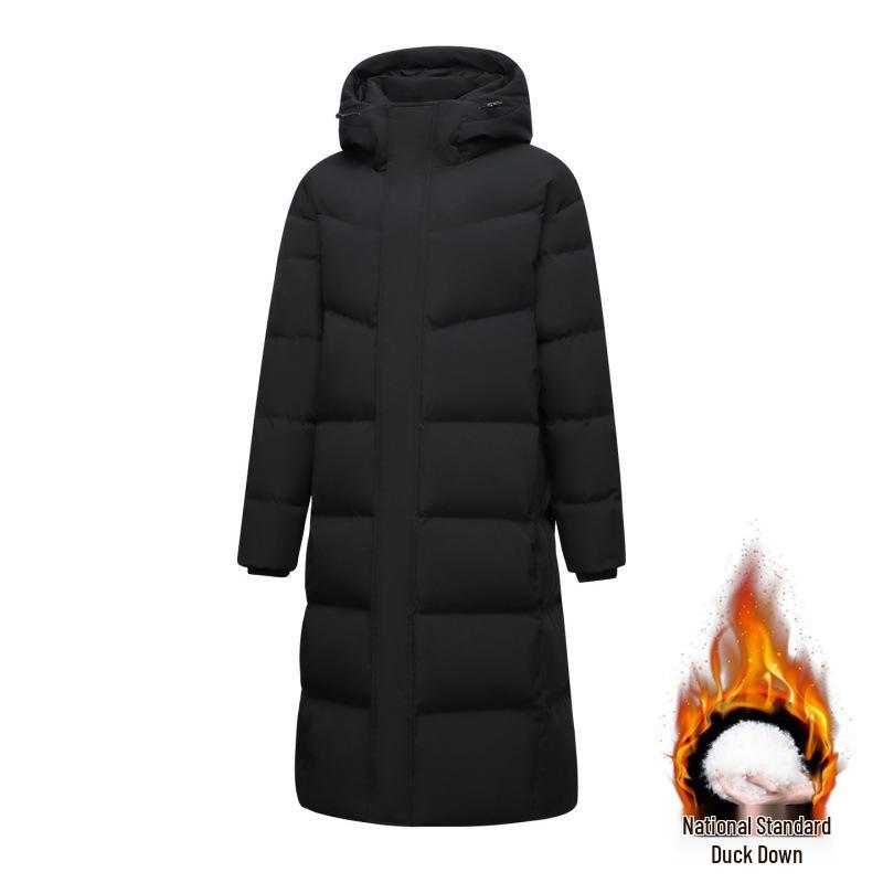 Unisex Long Winter Over-the-Knee Down Coat - Warm & Windproof, Beijing Film Academy Style