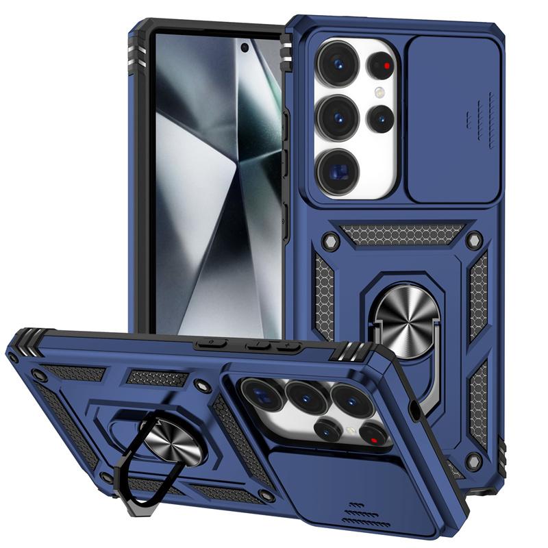 

Чохол-броня з магнітним кільцем-тримачем для Samsung Galaxy S25 Ultra 5G / Galaxy S25 Plus / Galaxy S25 Ultra / S 25, з захистом об єктива-слайдером For Galaxy S25 Ultra синій