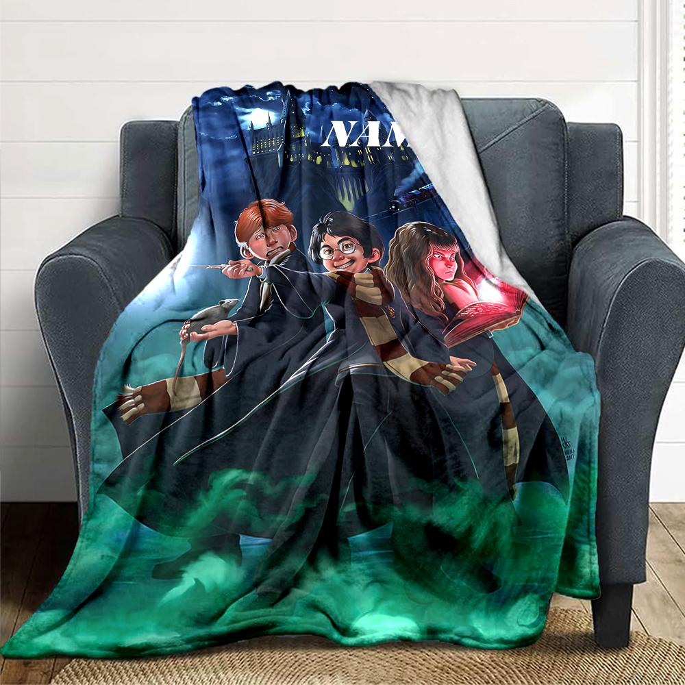 Custom Name "Harry Potter's Magical Journey" blanket for Couch & Bed, Plush Cozy Fuzzy Blanket Super Soft & Warm Blankets for Fall and Winter. 0908113