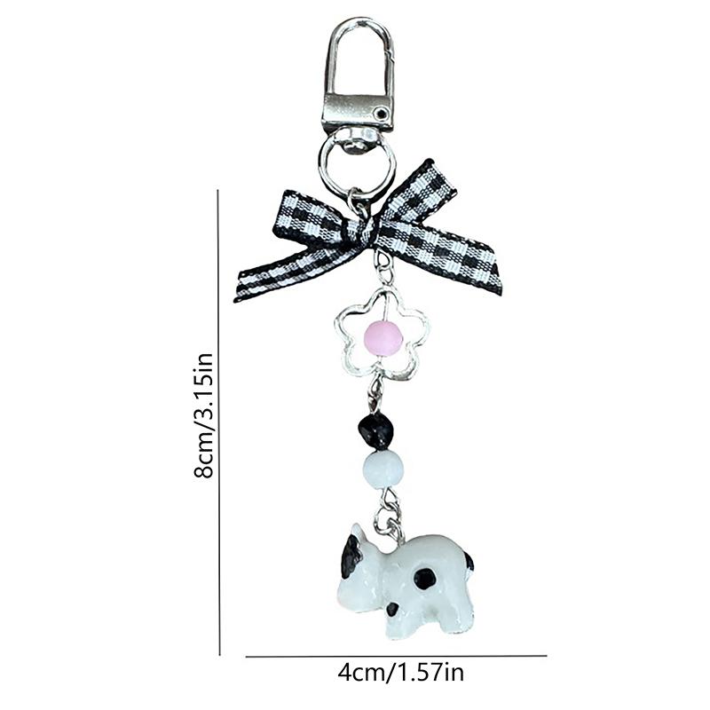 Słodki, słodki kokardka, krowa, koralikowy łańcuszek do telefonu komórkowego, brelok, zawieszka, plecak, dekoracja, zawieszka, ozdoby, dziewczęce akcesoria, prezenty