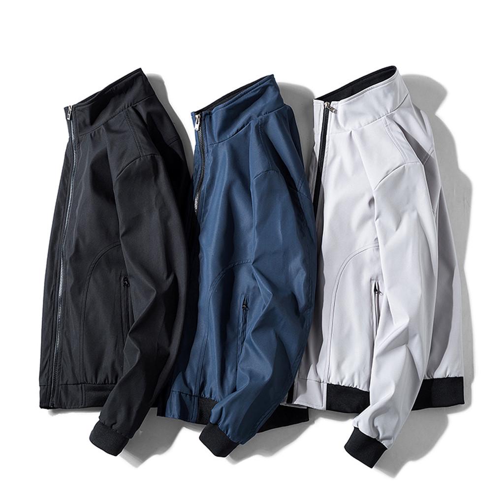 Men's  Casual Fashion  Color Patchwork Jacket Zipper Outwear Coat