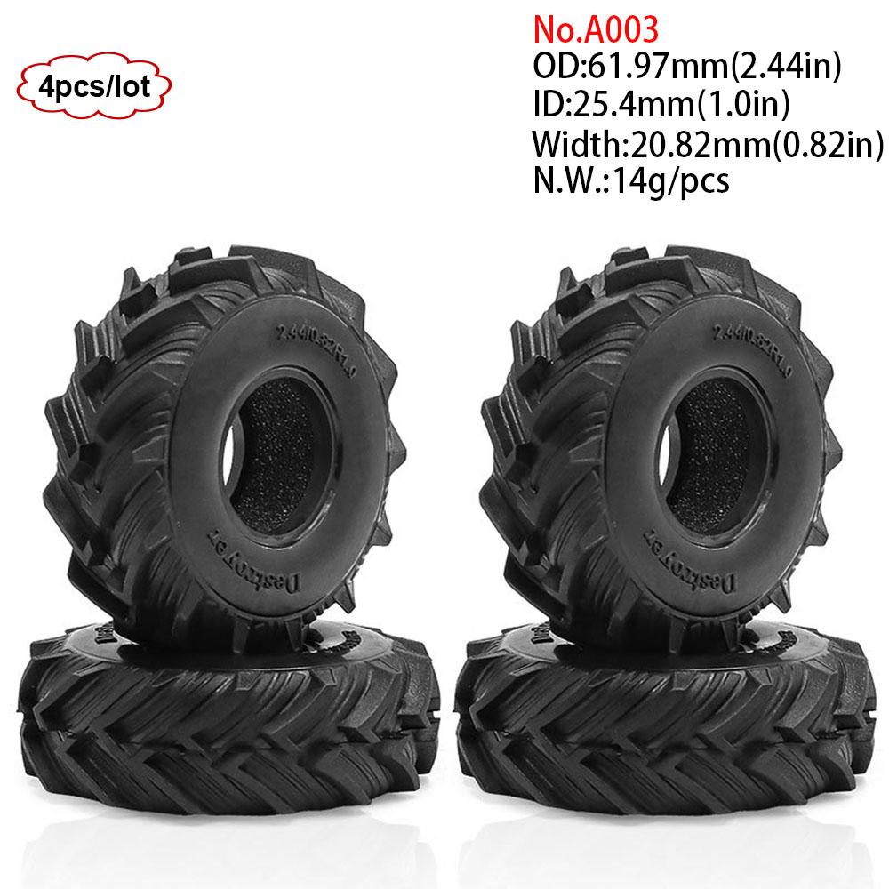 4PCS 1.0inch 57-67mm RC Crawler Tires Wheel Rim for 1/18 RC Rock Crawler Axial SCX24 Bronco AX24 TRX4M Defender FMS FCX18 FCX24