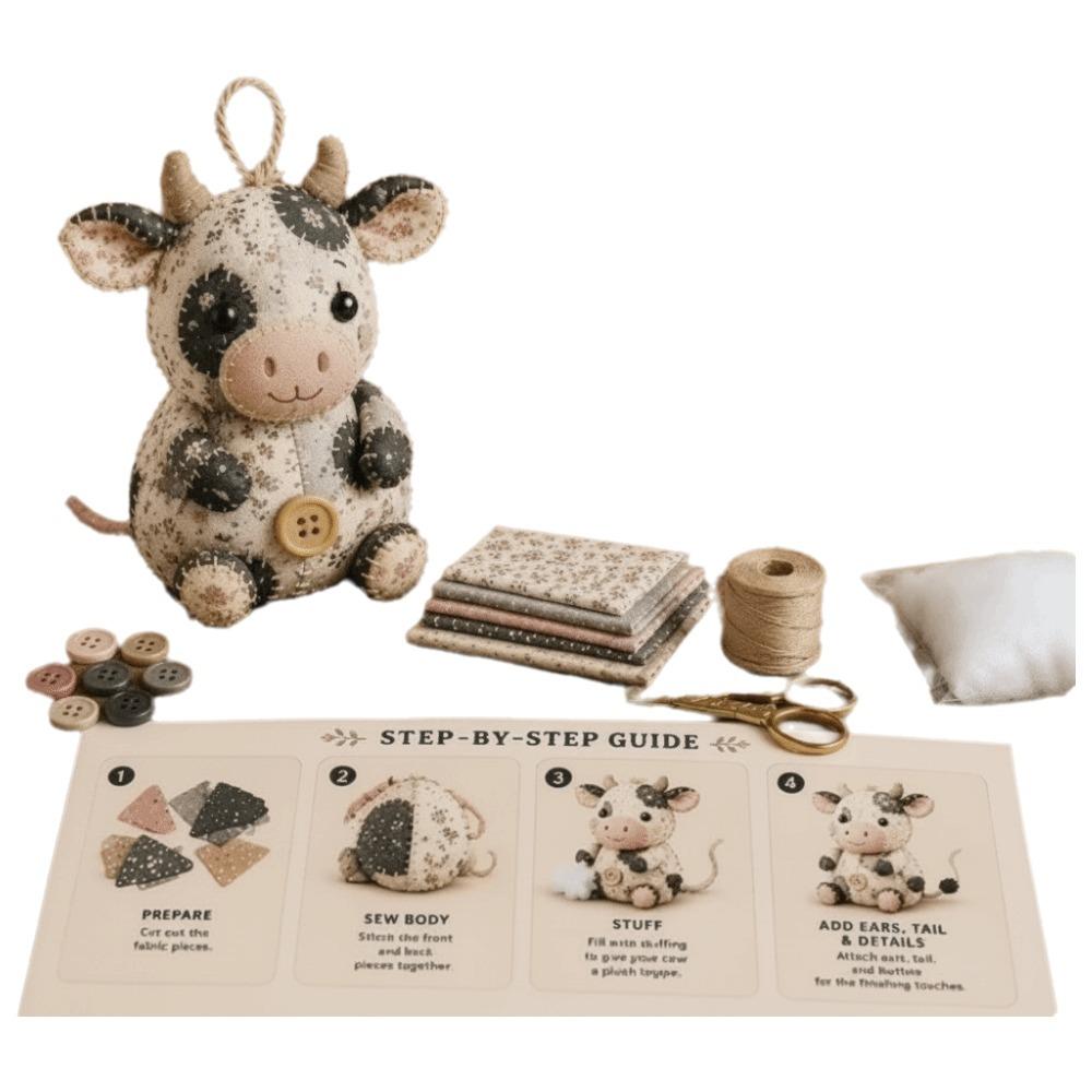Handmade DIY Patchwork Animal Kit Vintage DIY Craft Set Hand Sewing Kit Travel Activity