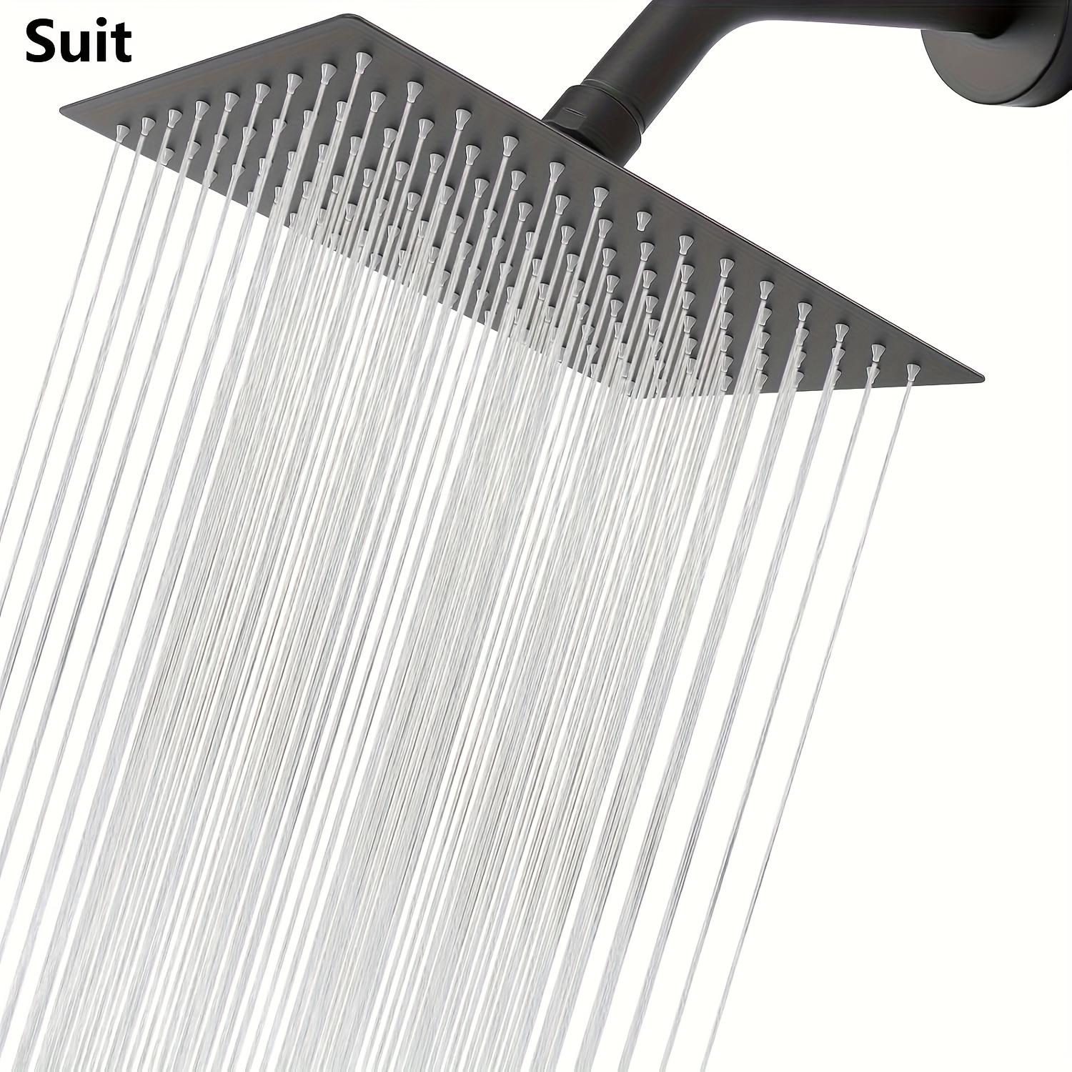 

Мощная душевая лейка высокого давления из нержавеющей стали - Водосберегающая и высокопоточная, современный дизайн, настенная, квадратная, полированная отделка чёрный