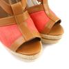 Great HERMES Sandals Leather Ankle Strap Wedge Sole Orange Leather Women 38 Used