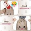 6pcs Easter Linen Drawstring Burlap Bags with Cute Bunny Ears Gift Packaging Bags Suitable for Easter Gifting