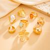 Vintage Baroque Imitation Pearl Ring Set, Light Luxury Imitation Gemstone Liquid Metal Flower Ring