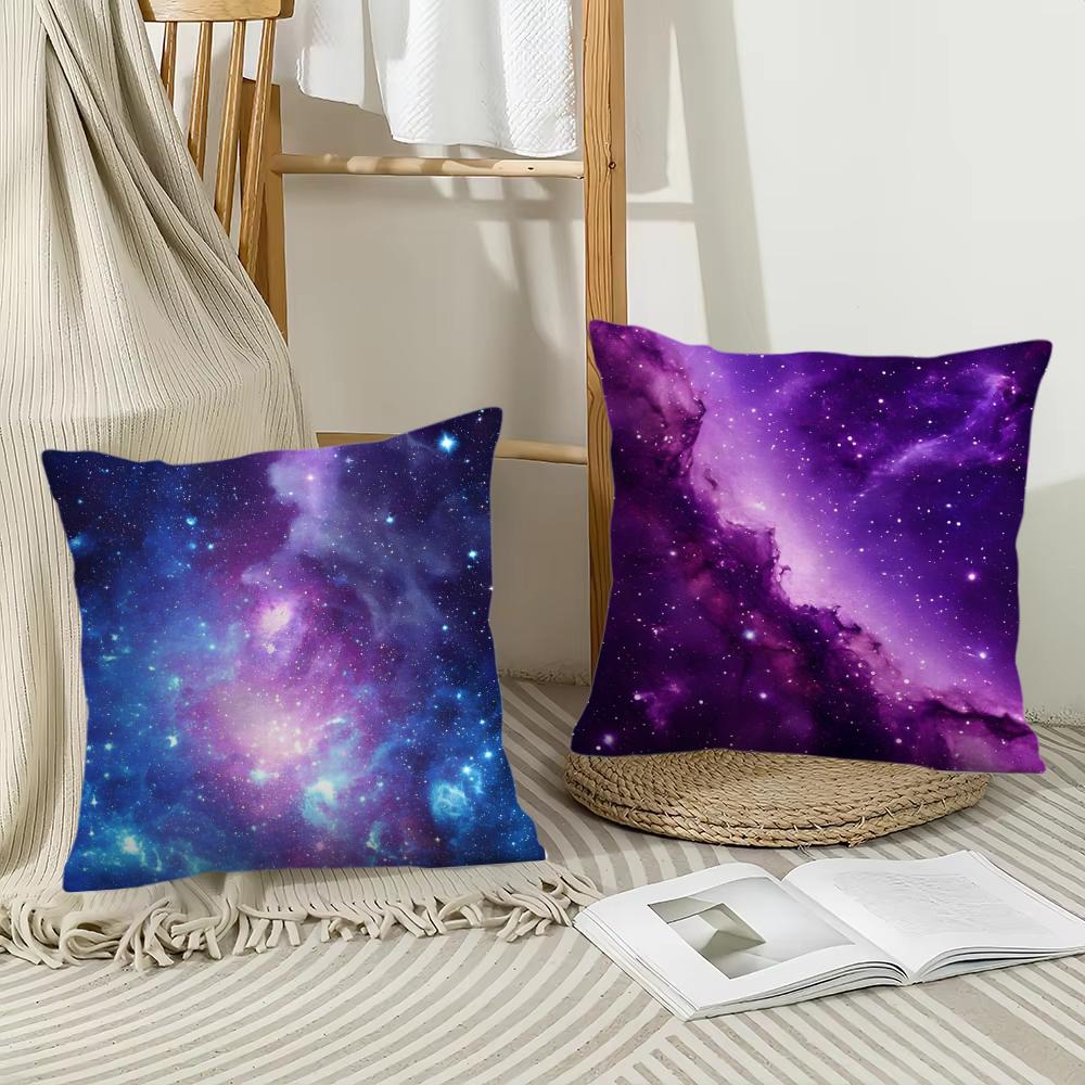 Starry Sky Cushion Cover Soft Plush Fabric Double-Sided Printed Sofa Cushion Cover For All Seasons Home Decor Gift