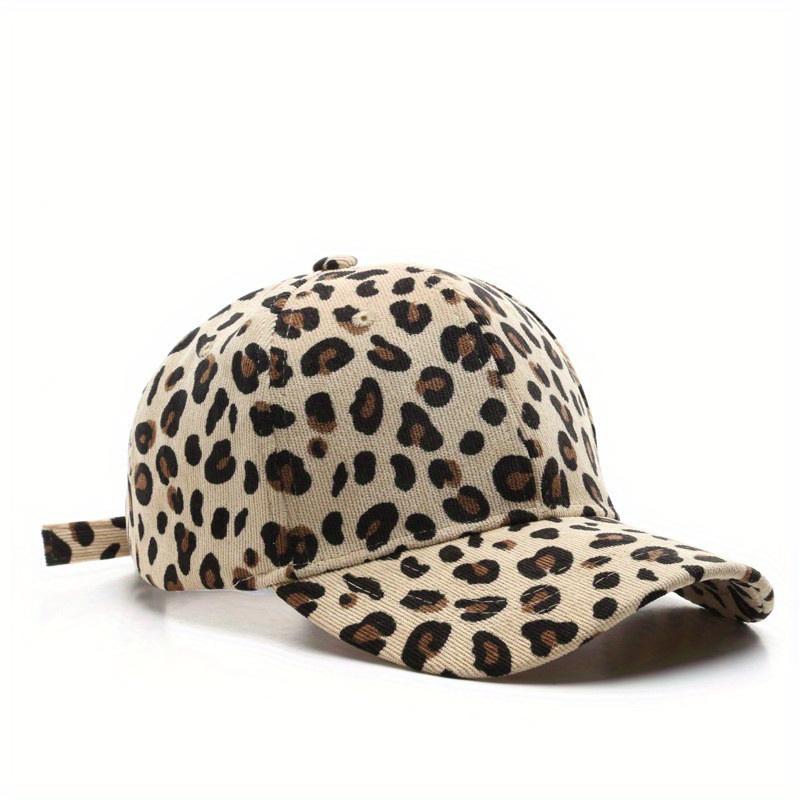 Leopard Print Suede Baseball Cap for Men and Women Stylish Curved Brim Outdoor Sun Protection Sun Hat Adjustable Retro Style