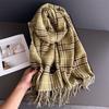 Paar Student Karomuster Herbst Und Winter Warmer Schal Damen Stola Vielseitig Pendler Fransen Feinsand Imitation Kaschmirschal