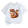 Cute Cartoon Chipmunk Print Kids Boys Girls Crew Neck Short Sleeve T-Shirt 100% Cotton Casual Soft Breathable Lightweight Summer Tees For Little Child