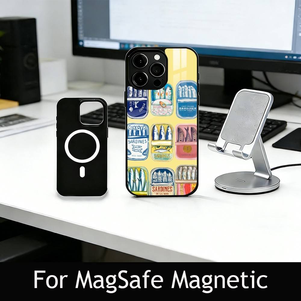 S-Sardines F-Fish Art Phone Case For iPhone17,16,15,14,13,12,11 Plus,Pro Magnetic with Magsafe Wireless Charging